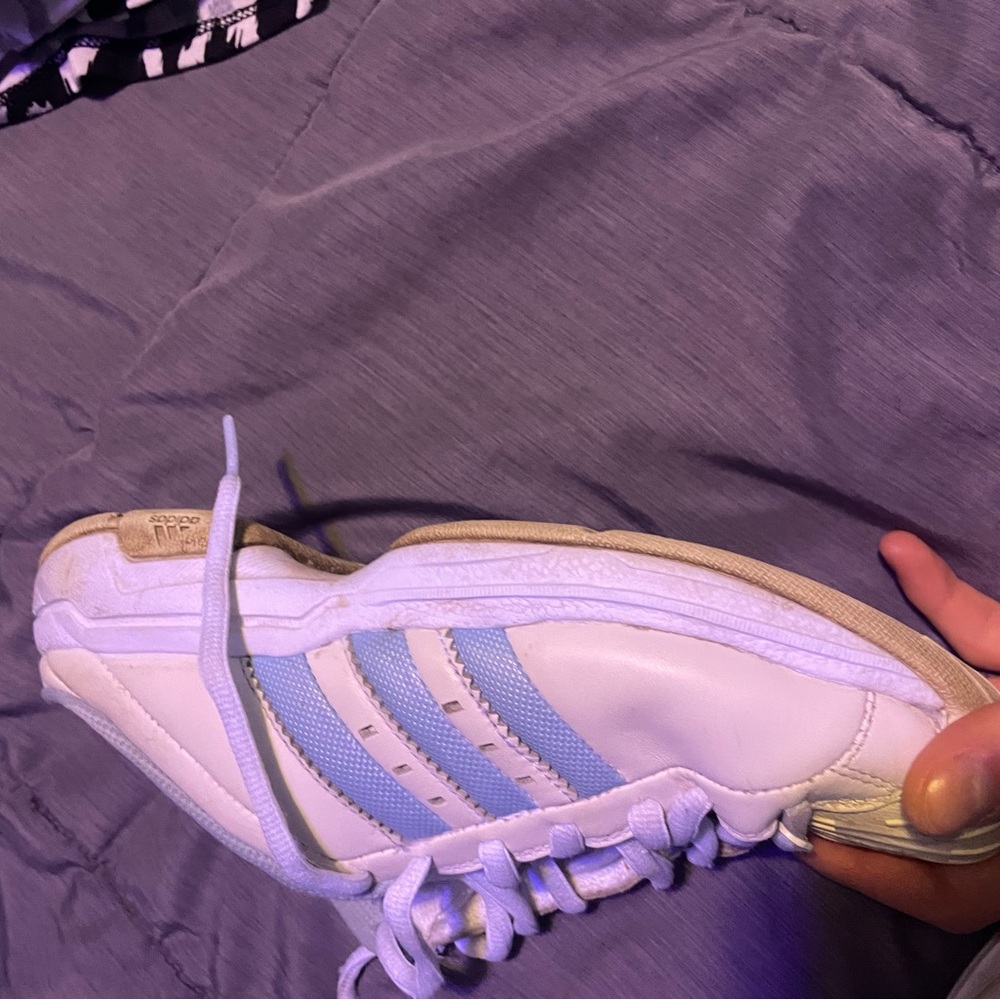 Adidas Women's White and Blue Sneakers